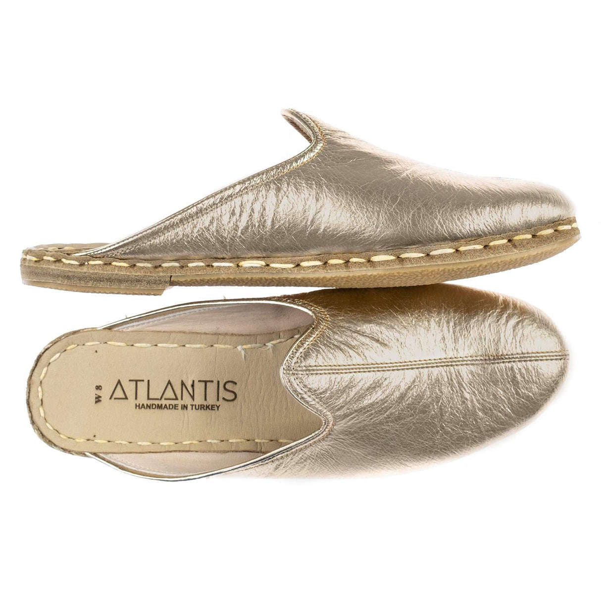 Women's Gold Slippers from Atlantis Handmade Shoes