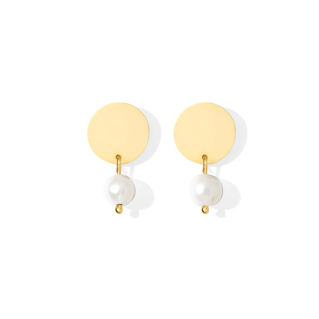 Freshwater Pearl Disc Earrings from SLATE + SALT