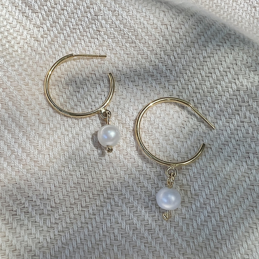 Freshwater Pearl Hoop Earrings from SLATE + SALT