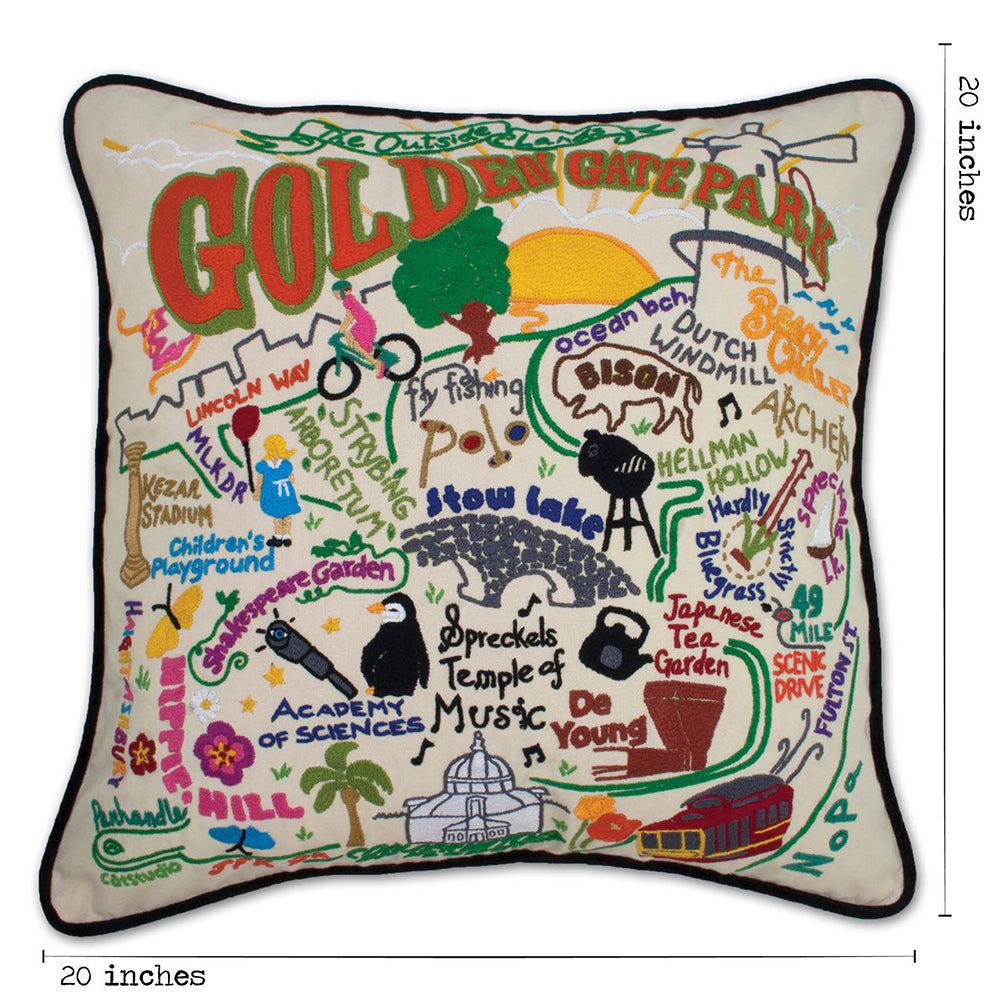Golden Gate Park Hand-Embroidered Pillow from Quirks!