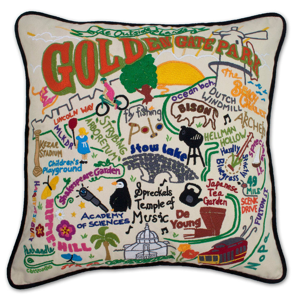 Golden Gate Park Hand-Embroidered Pillow from Quirks!