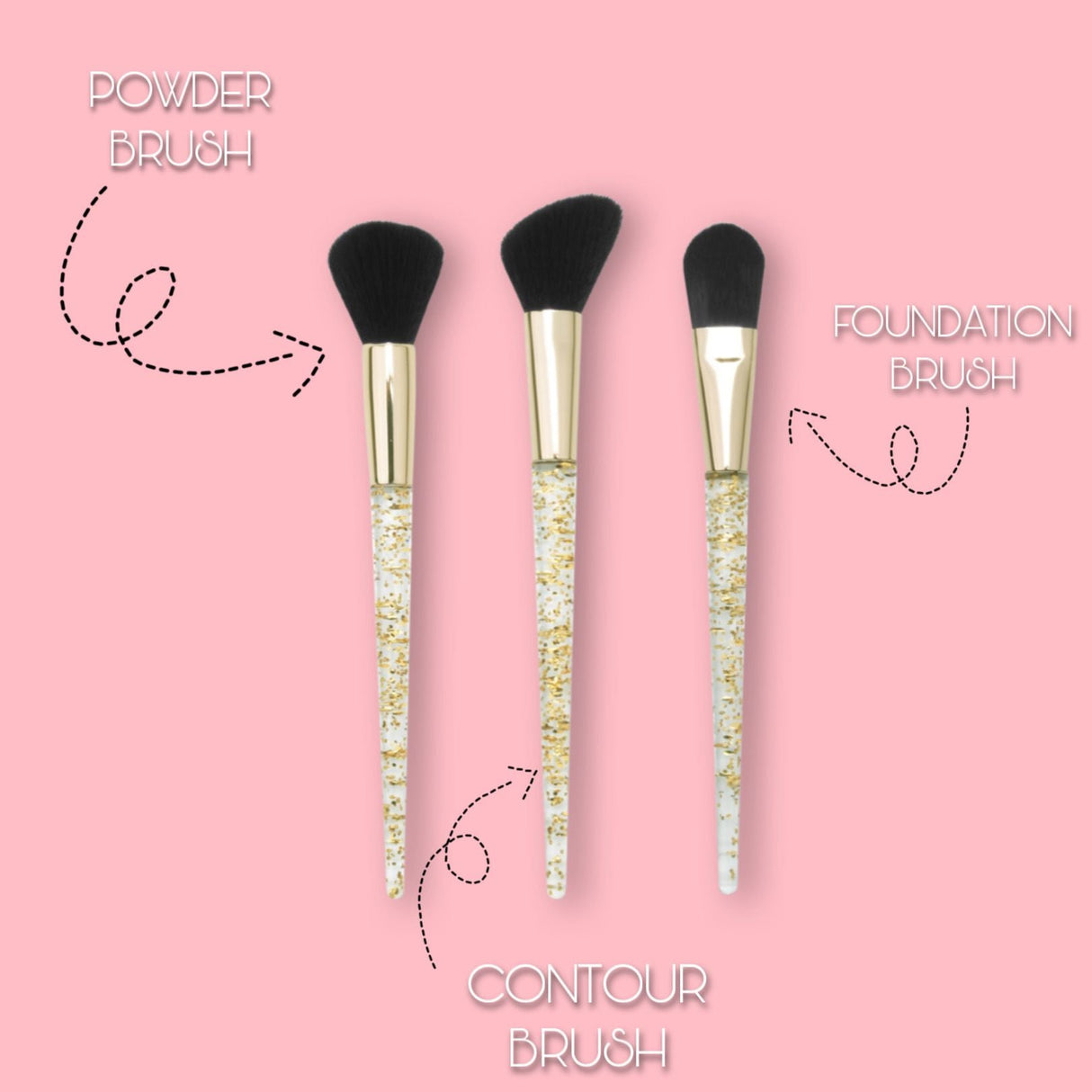 Gold Flakes 3 piece Brush Set from Prolux Cosmetics