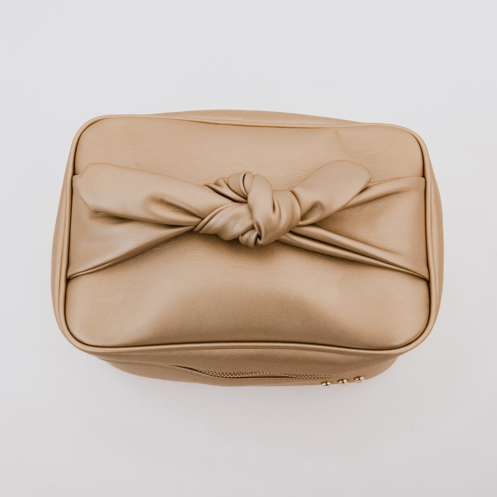 Holiday Gold Madelyn Bow Makeup Bag from Pretty Simple