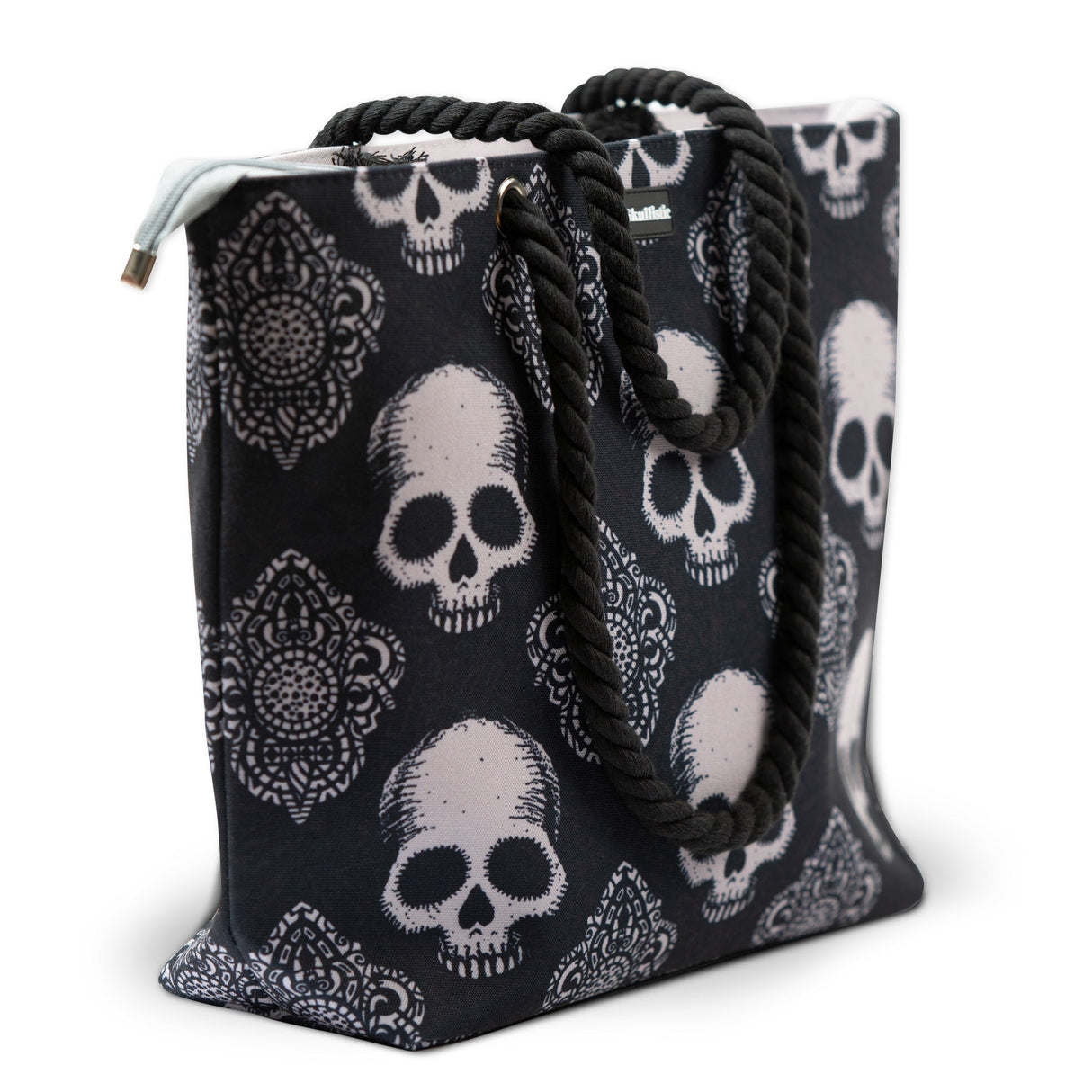 Gothic Black Skull Shoulder Beach Bag From Zapps Clothing