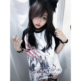 Black & White Gothic Anime T-Shirt – Harajuku Y2K Graphic Top From Kawaii Stop