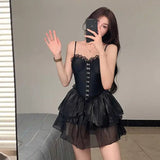 Lace One Piece Swimsuit – Gothic Corset Mini Dress Style Strap from Kawaii Stop