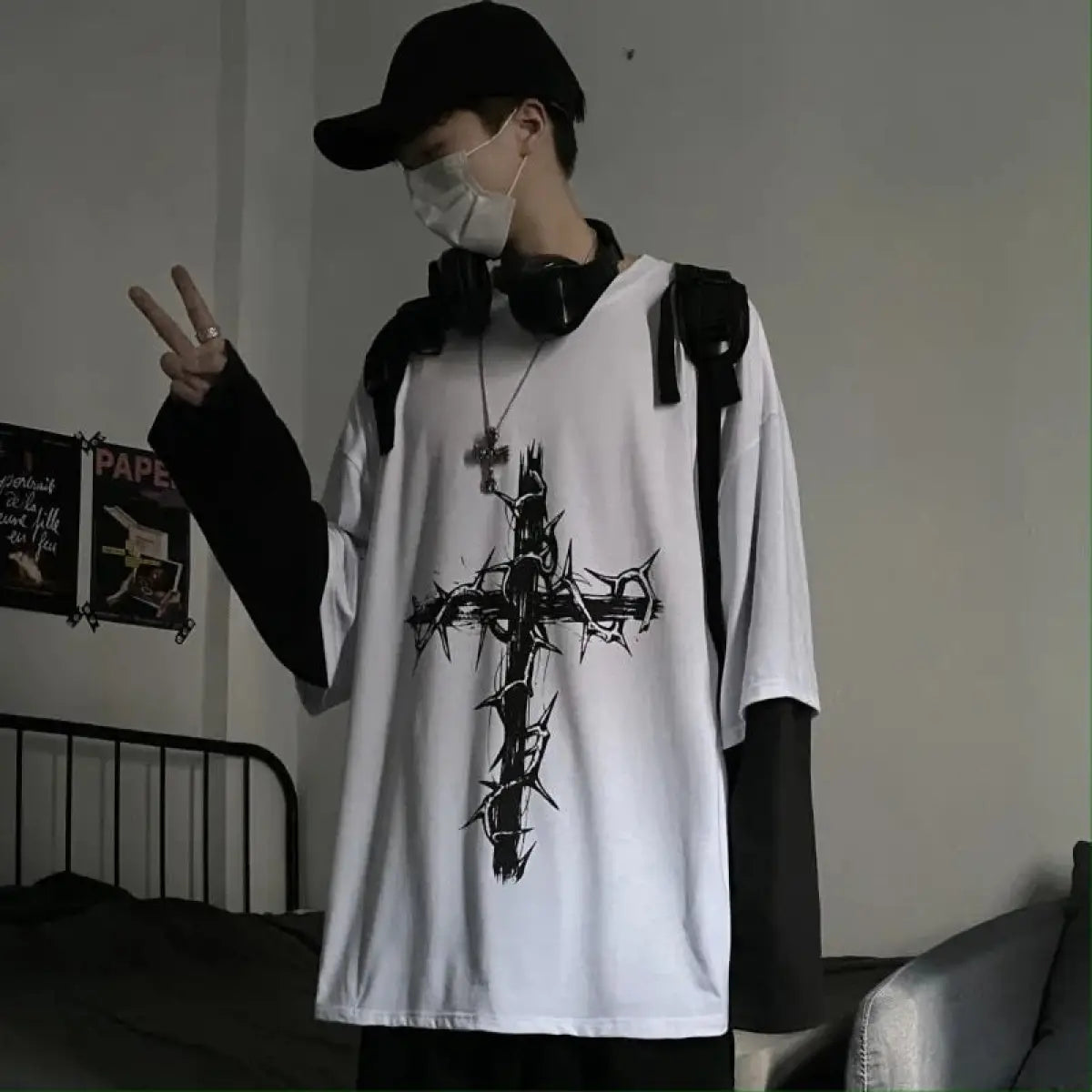 Gothic Cross Oversized T-shirt From Kawaii Stop