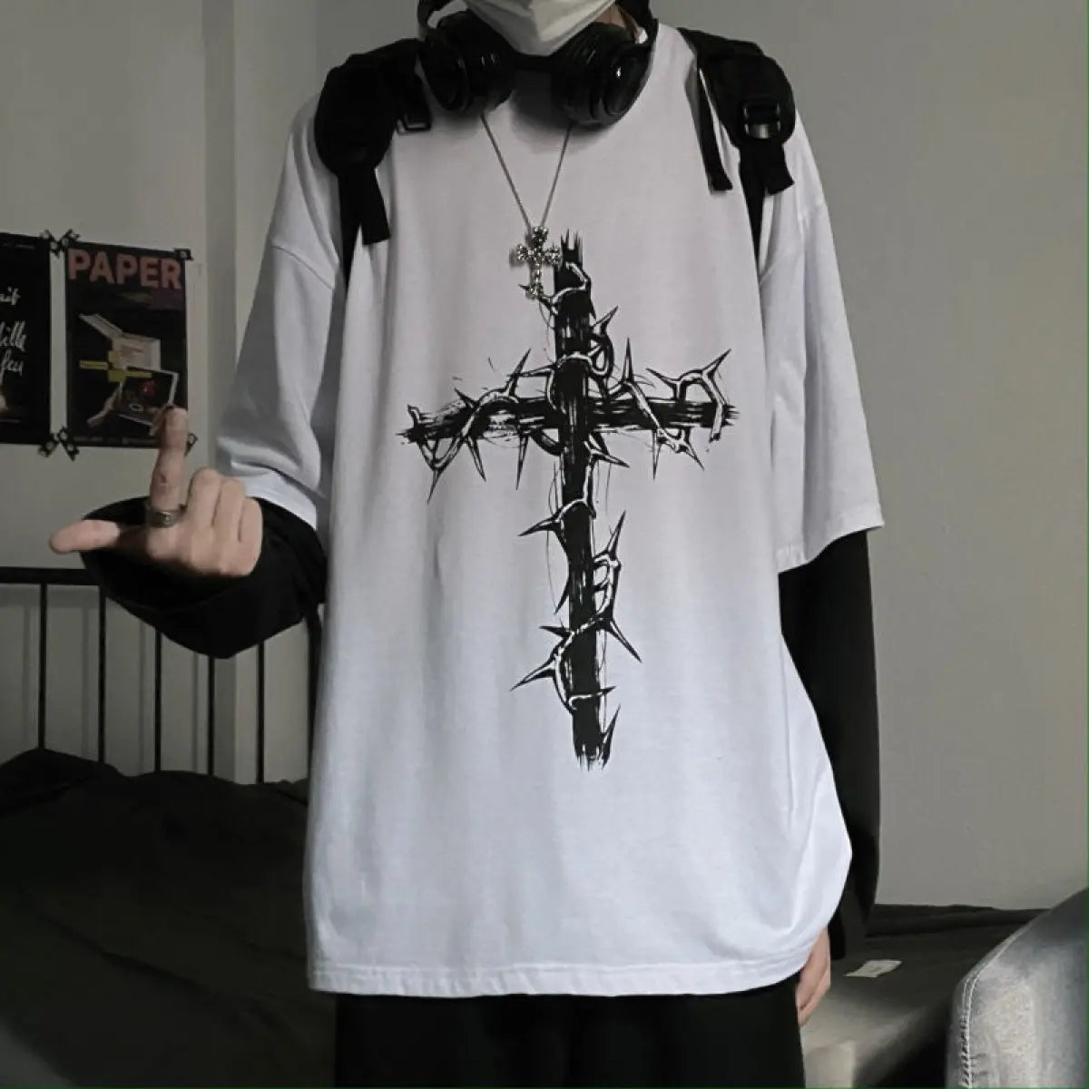 Gothic Cross Oversized T-shirt From Kawaii Stop