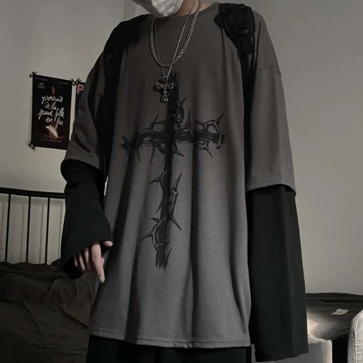 Gothic Cross Oversized T-shirt From Kawaii Stop