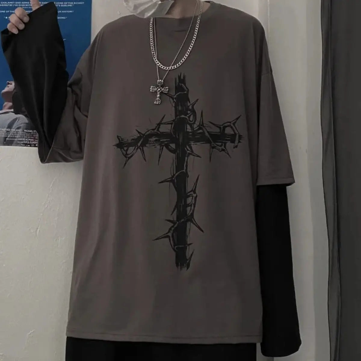 Gothic Cross Oversized T-shirt From Kawaii Stop