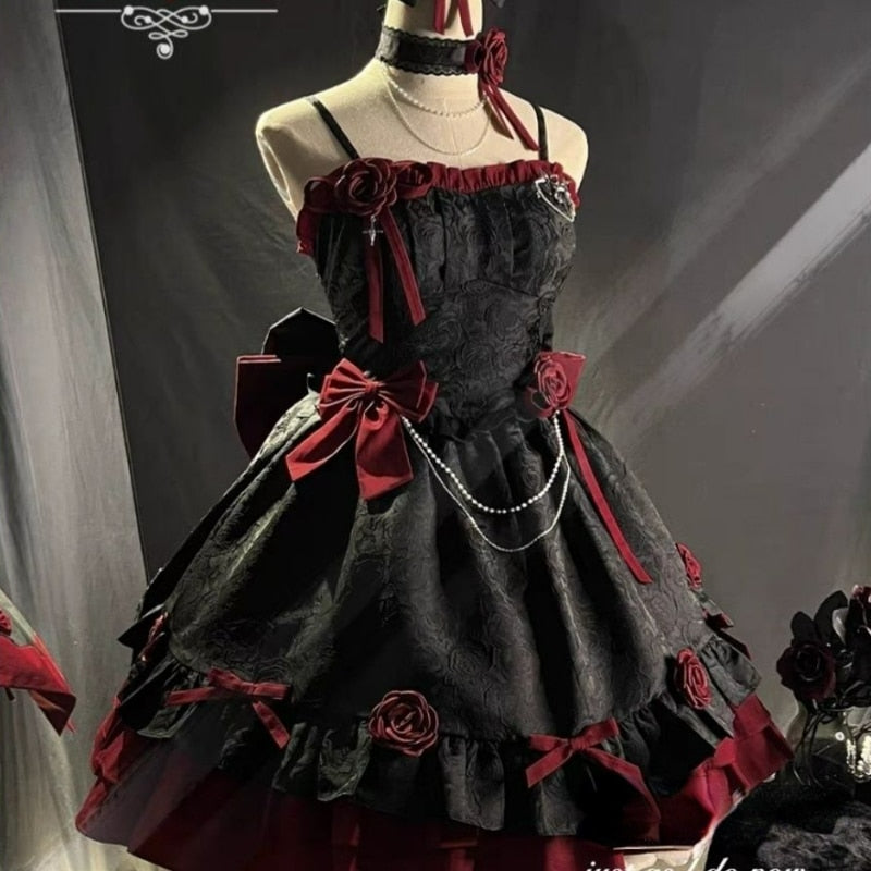 Dark Victorian Gothic Lolita Rose Dress From Kawaii Stop