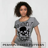 Gothic Punk Skull Print Tee – Y2K Vintage Slim Fit Top From Kawaii Stop
