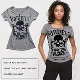 Gothic Punk Skull Print Tee – Y2K Vintage Slim Fit Top From Kawaii Stop