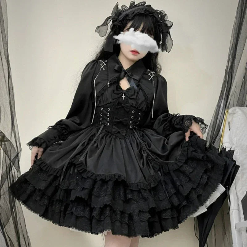 Gothic Victorian Lolita Dress - Punk Lace & Bow From Kawaii Stop