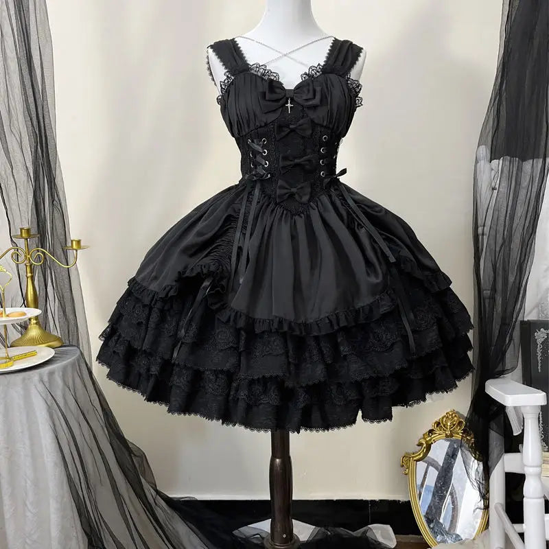 Gothic Victorian Lolita Dress - Punk Lace & Bow From Kawaii Stop
