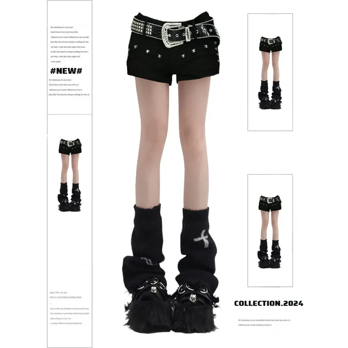 Gothic Y2K Denim Shorts – High Waist Harajuku Emo Style Strap from Kawaii Stop
