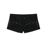 Gothic Y2K Denim Shorts – High Waist Harajuku Emo Style Strap from Kawaii Stop