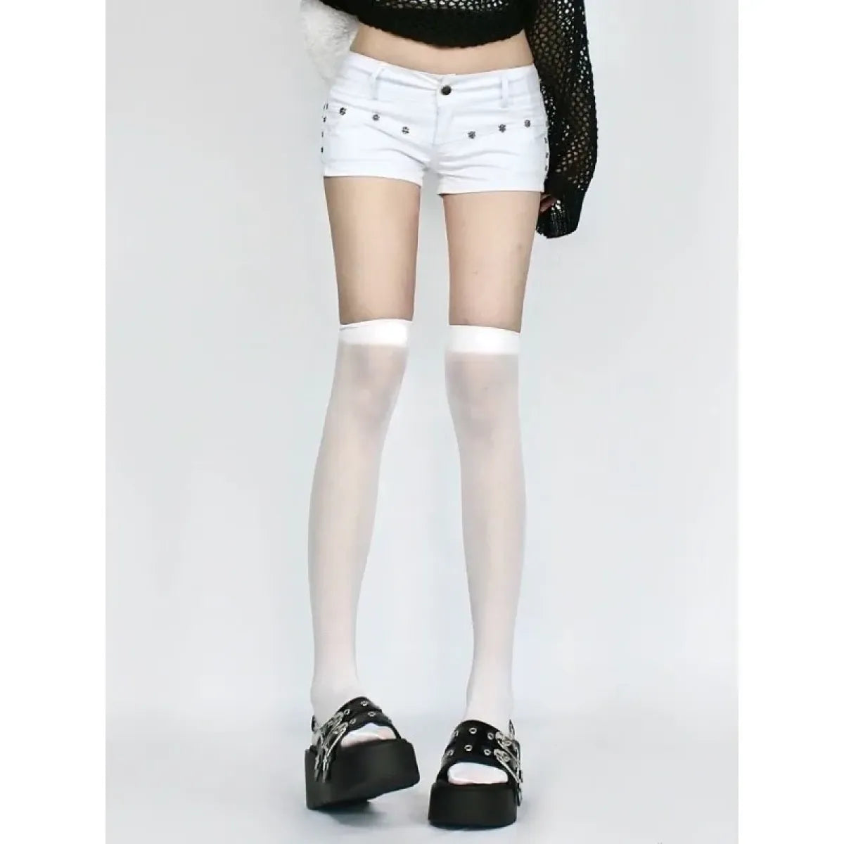 Gothic Y2K Denim Shorts – High Waist Harajuku Emo Style Strap from Kawaii Stop