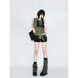Gothic Y2K Denim Shorts – High Waist Harajuku Emo Style Strap from Kawaii Stop