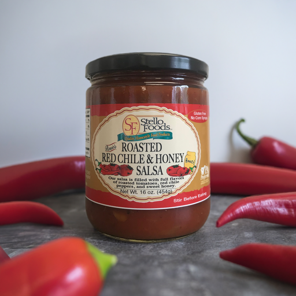 Stello Foods - Rosie's Roasted Red Chile & Honey Salsa 16 oz from Stello Foods