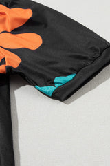 Black and Orange Floral Shirt from MsDressly