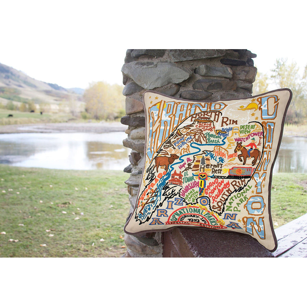 Grand Canyon Hand-Embroidered Pillow from Quirks!