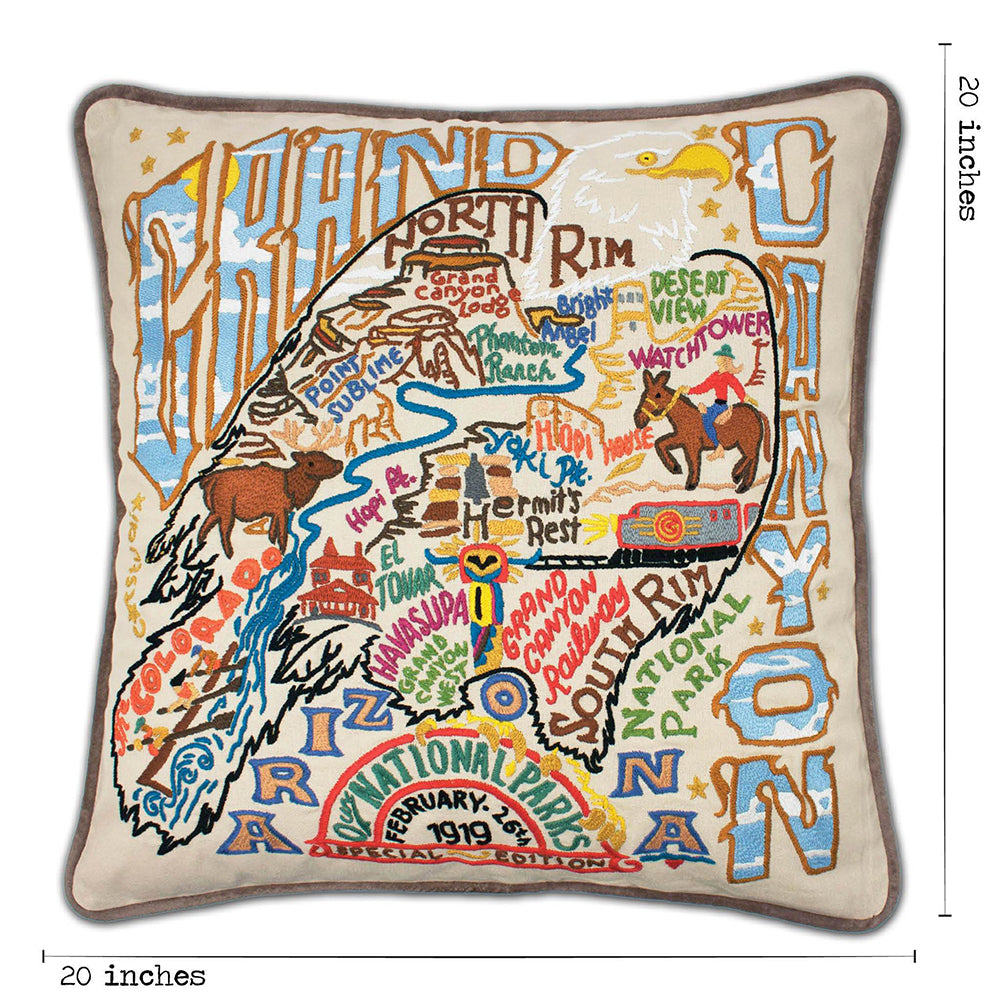Grand Canyon Hand-Embroidered Pillow from Quirks!