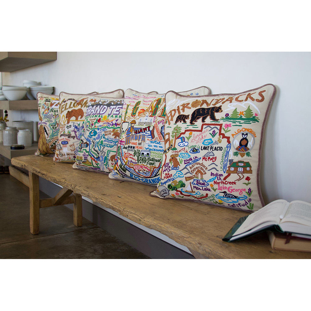 Grand Teton Hand-Embroidered Pillow from Quirks!
