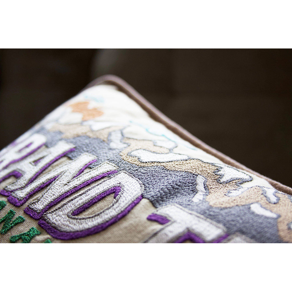 Grand Teton Hand-Embroidered Pillow from Quirks!
