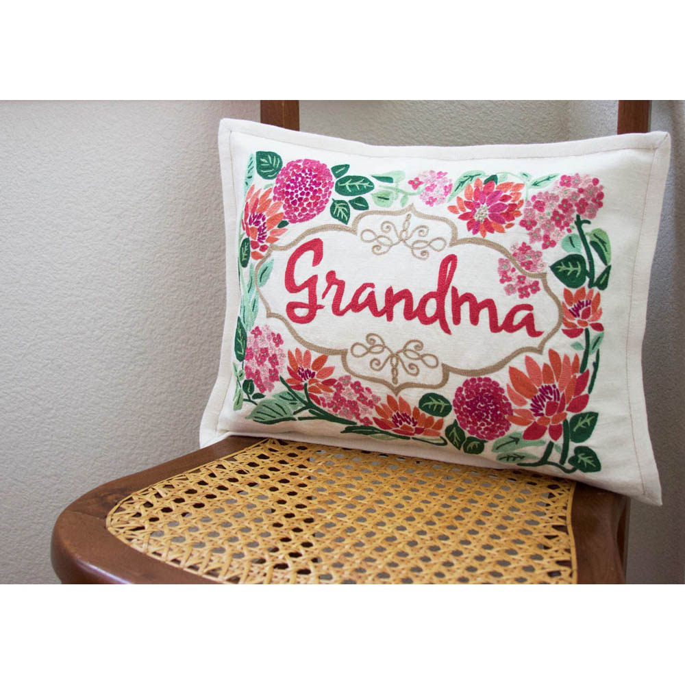 Grandma Love Letters Hand-Embroidered Pillow by CatStudio from Quirks!