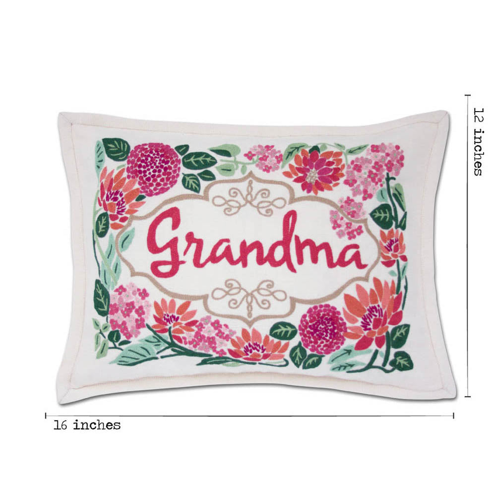 Grandma Love Letters Hand-Embroidered Pillow by CatStudio from Quirks!