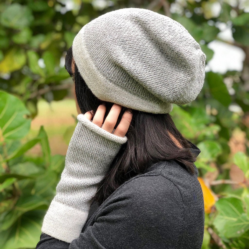 Gray Interwoven Alpaca Gloves from SLATE + SALT