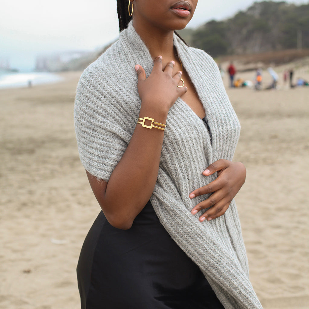 Chunky Gray Knit Alpaca Scarf from SLATE + SALT