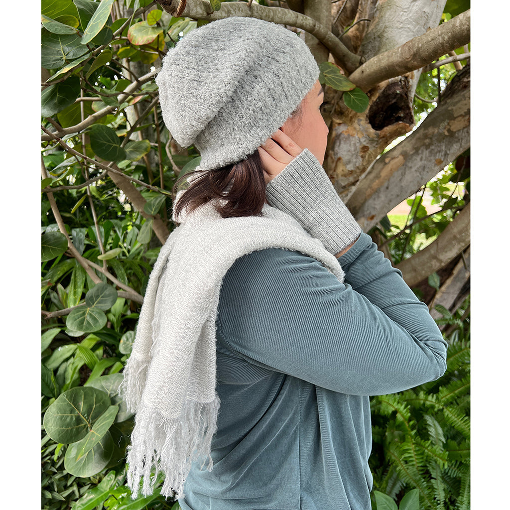Gray Loop Knit Alpaca Beanie from SLATE + SALT