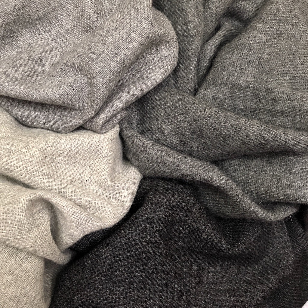 Charcoal Handloom  Cashmere Scarf from SLATE + SALT
