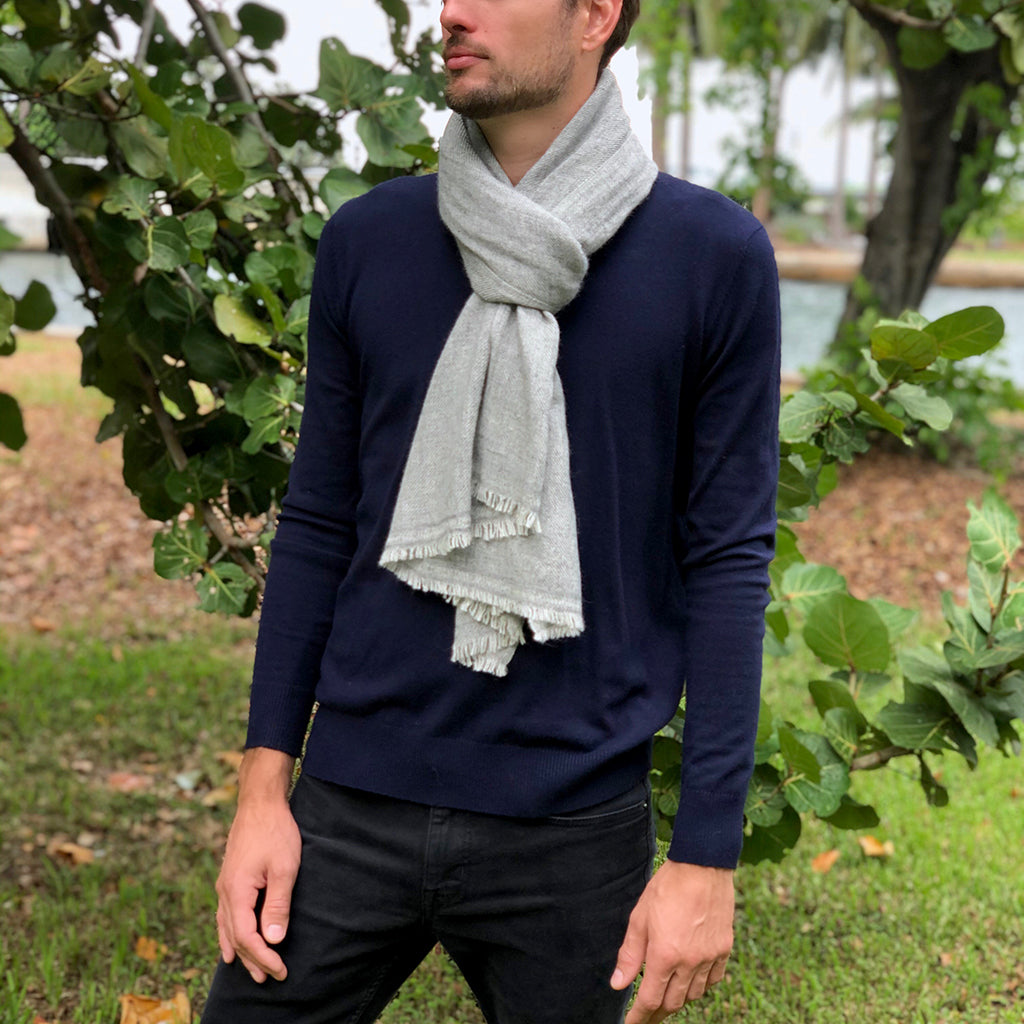 Gray Handloom Cashmere Scarf from SLATE + SALT