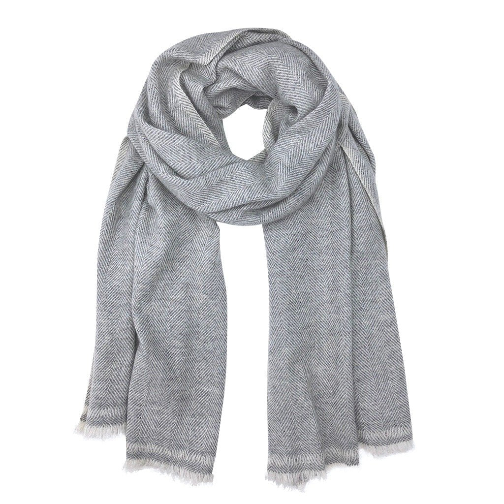Gray Herringbone Cashmere Scarf from SLATE + SALT