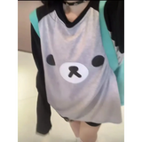 Gray Kawaii Bear Oversized T-Shirt – Harajuku Long Sleeve Top Y2K Style From Kawaii Stop