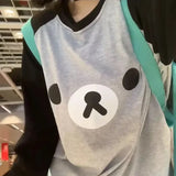 Gray Kawaii Bear Oversized T-Shirt – Harajuku Long Sleeve Top Y2K Style From Kawaii Stop