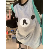 Gray Kawaii Bear Oversized T-Shirt – Harajuku Long Sleeve Top Y2K Style From Kawaii Stop