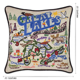 Great Lakes Hand-Embroidered Pillow from Quirks!