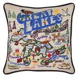 Great Lakes Hand-Embroidered Pillow from Quirks!