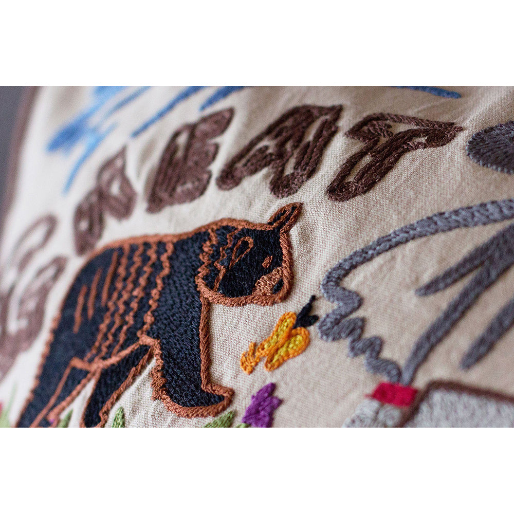 Great Smoky Mountains Hand-Embroidered Pillow from Quirks!
