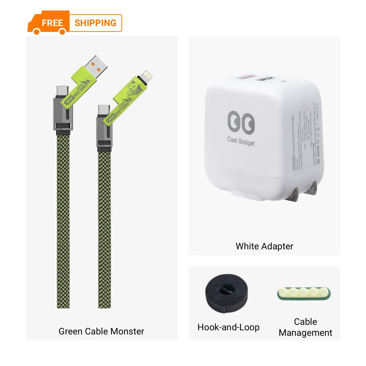 xCool Cable Monster 4-in-1 100W USB-C Charging Cable with Interchangeable Connectors from Cool Gadget