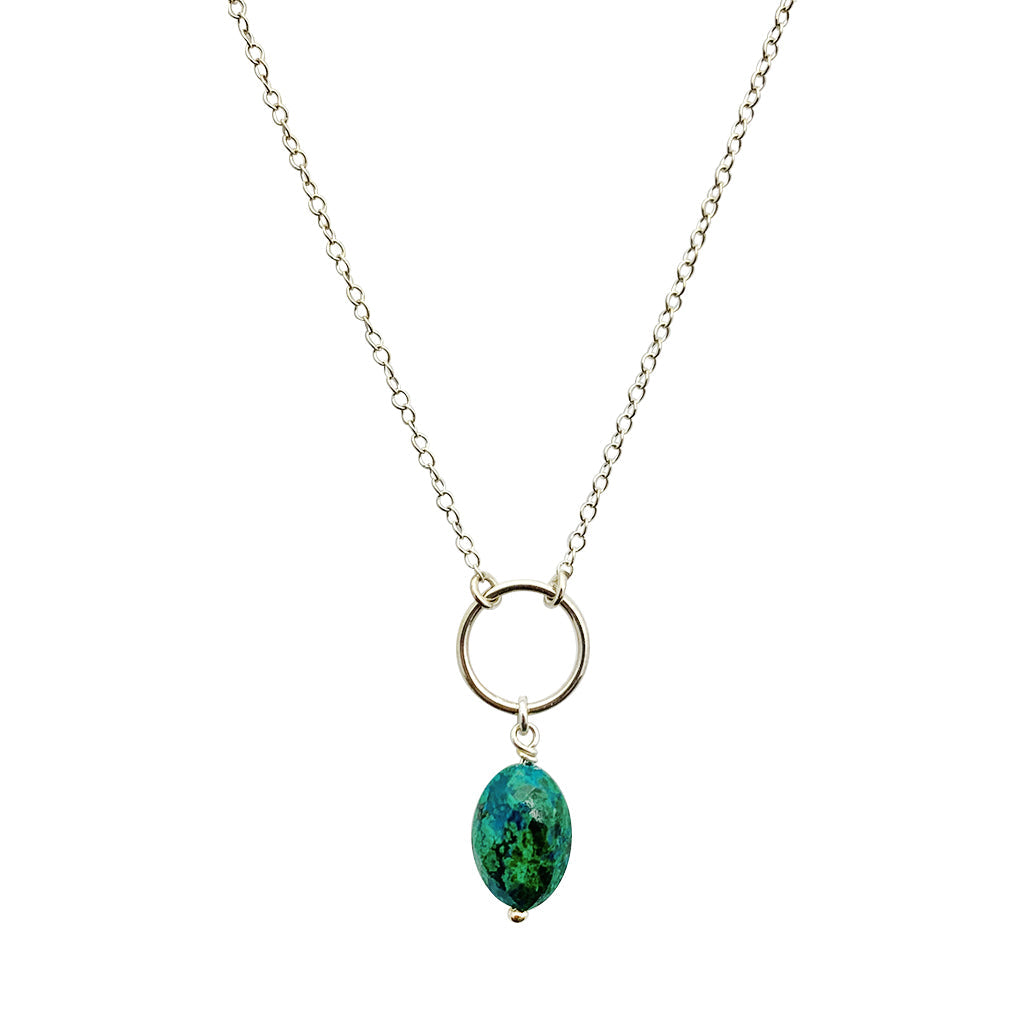 Chrysocolla Circle Necklace from SLATE + SALT