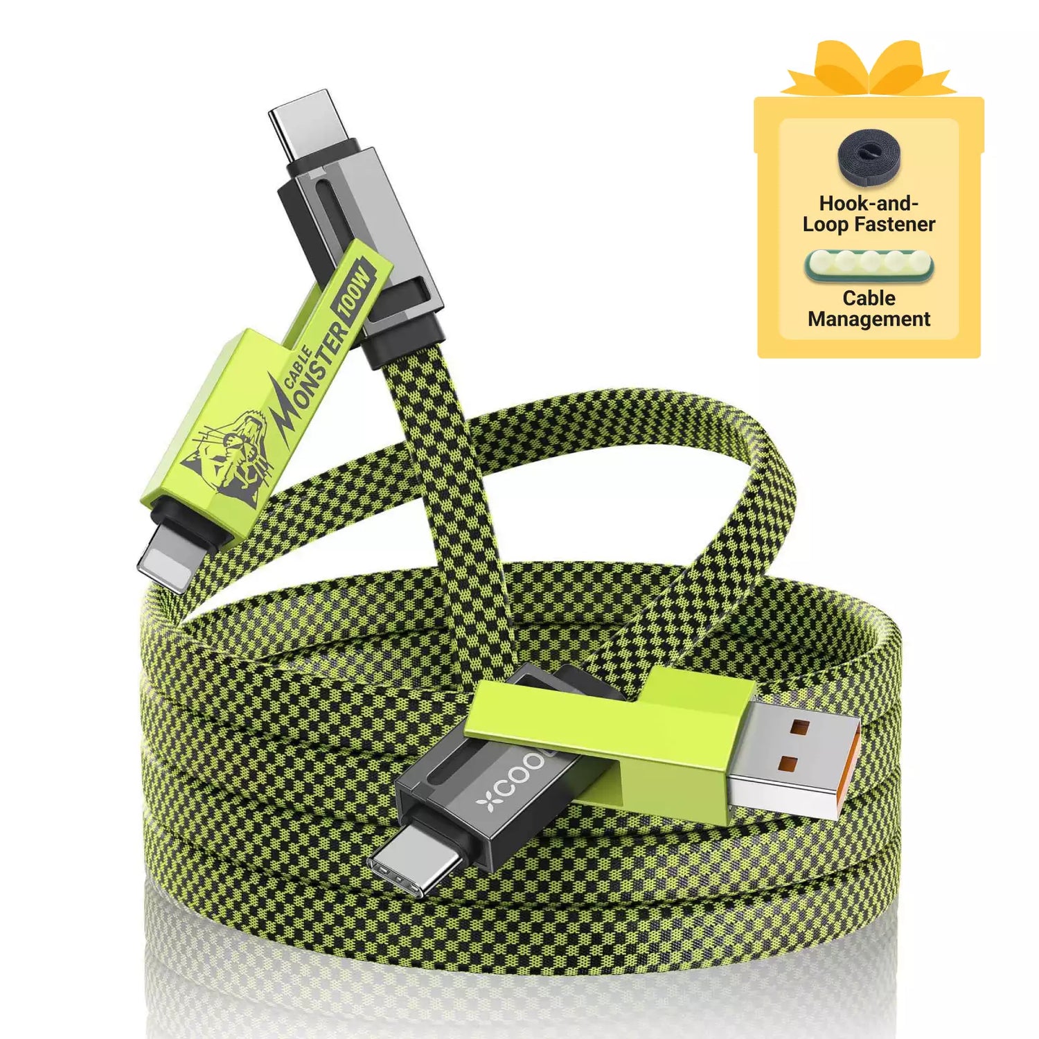 xCool Cable Monster 4-in-1 100W USB-C Charging Cable with Interchangeable Connectors from Cool Gadget