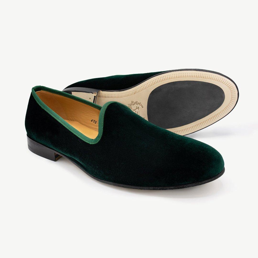 Men's Green Velvet Slipper II from Del Toro Shoes