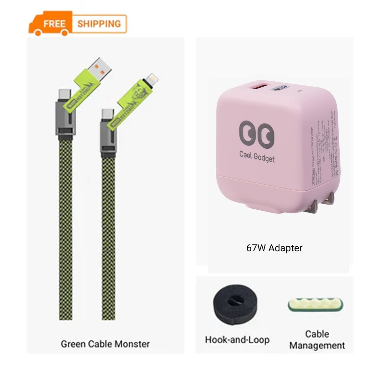 xCool Cable Monster 4-in-1 100W USB-C Charging Cable with Interchangeable Connectors from Cool Gadget