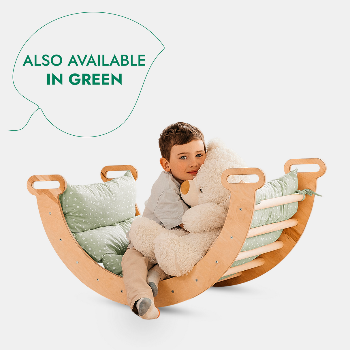 5in1 Montessori Climbing Set: Triangle Ladder + Arch/Rocker + Slide Board/Ramp + Netting rope + Cushion from Goodevas