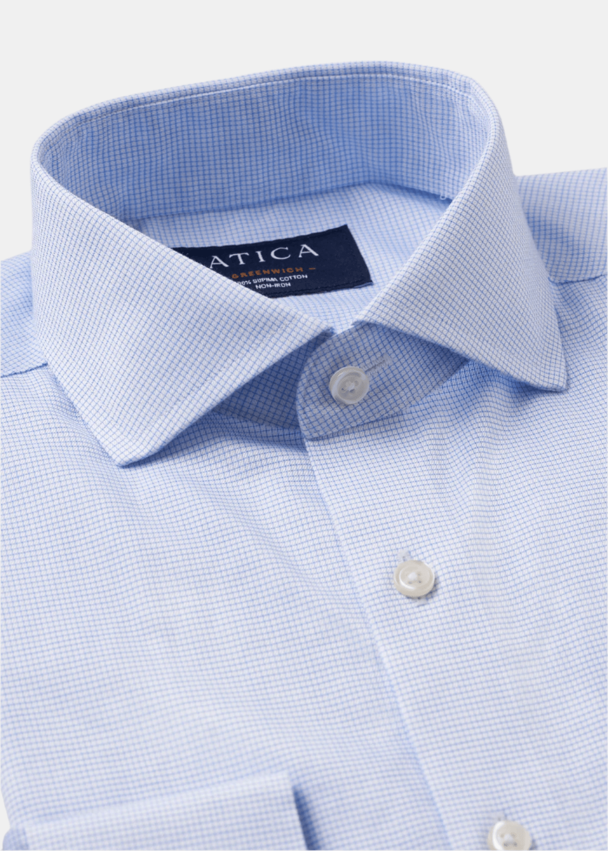 Greenwich Light Blue Grid Shirt from Atica Man